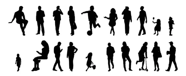 Vector Silhouettes Outline Silhouettes People Contour Drawing People Silhouette Icon — Stock Vector