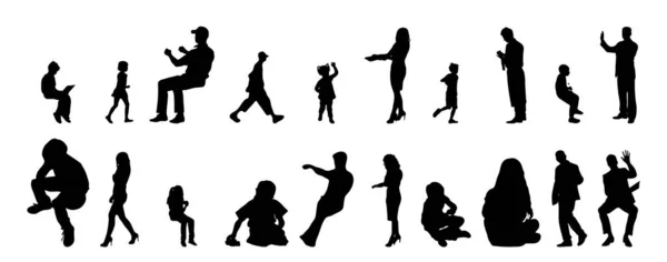 Vektor Silhouetten Umrisse Von Menschen Konturzeichnung Menschen Silhouette Icon Set — Stockvektor