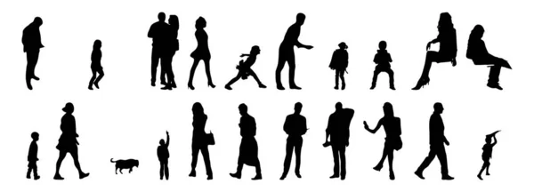 Vektor Silhouetten Umrisse Von Menschen Konturzeichnung Menschen Silhouette Icon Set — Stockvektor