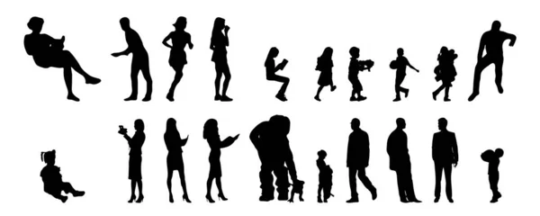 Silhouettes Vectorielles Silhouettes Esquissées Personnes Dessin Contour Silhouette Personnes Icône — Image vectorielle