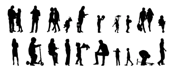 Silhouettes Vectorielles Silhouettes Esquissées Personnes Dessin Contour Silhouette Personnes Icône — Image vectorielle