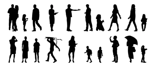 Vector Silhouetten Overzicht Silhouetten Van Mensen Contourtekening Personensilhouet Icoon Set — Stockvector