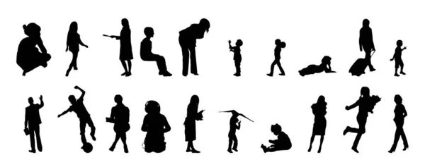 Silhouettes Vectorielles Silhouettes Esquissées Personnes Dessin Contour Silhouette Personnes Icône — Image vectorielle