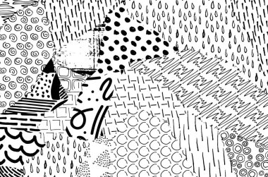 Soyut siyah darbeler, El, Vektör Deseni 'ni çizdi. Geometrik tarzda soyut arkaplan. Soyut çok renkli geometrik desen