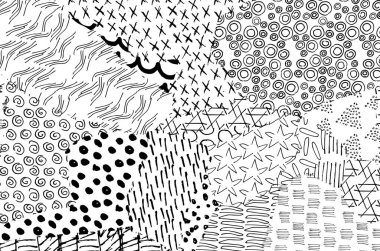 Soyut siyah darbeler, El, Vektör Deseni 'ni çizdi. Geometrik tarzda soyut arkaplan. Soyut çok renkli geometrik desen