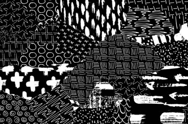 Soyut siyah darbeler, El, Vektör Deseni 'ni çizdi. Geometrik tarzda soyut arkaplan. Soyut çok renkli geometrik desen