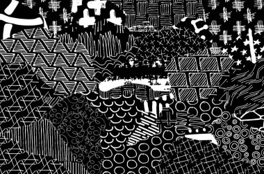 Soyut siyah darbeler, El, Vektör Deseni 'ni çizdi. Geometrik tarzda soyut arkaplan. Soyut çok renkli geometrik desen