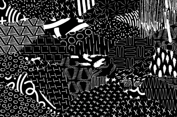Pinceladas Negras Abstractas Patrón Vectorial Dibujado Mano Fondo Abstracto Estilo — Archivo Imágenes Vectoriales