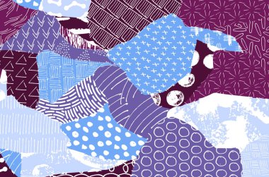 Soyut siyah darbeler, El, Vektör Deseni 'ni çizdi. Geometrik tarzda soyut arkaplan. Soyut çok renkli geometrik desen