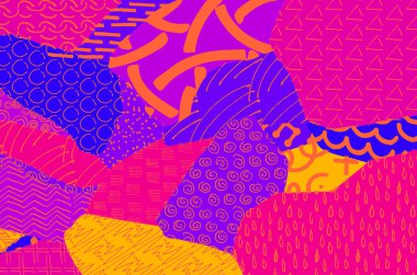 Soyut siyah darbeler, El, Vektör Deseni 'ni çizdi. Geometrik tarzda soyut arkaplan. Soyut çok renkli geometrik desen