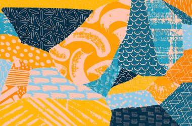 Soyut siyah darbeler, El, Vektör Deseni 'ni çizdi. Geometrik tarzda soyut arkaplan. Soyut çok renkli geometrik desen