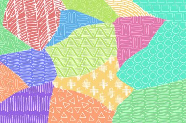 Soyut siyah darbeler, El, Vektör Deseni 'ni çizdi. Geometrik tarzda soyut arkaplan. Soyut çok renkli geometrik desen