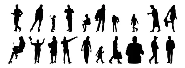 Vector Silhouettes Outline Silhouettes People Contour Drawing People Silhouette Icon — 스톡 벡터