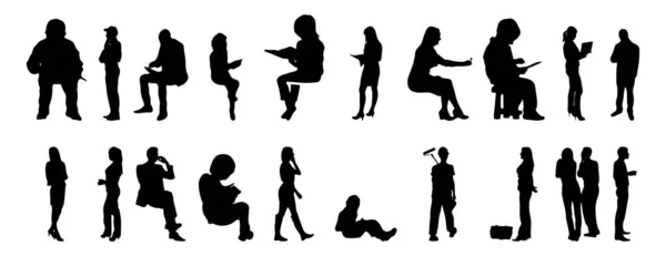 Silhouettes Vectorielles Silhouettes Esquissées Personnes Dessin Contour Silhouette Personnes Icône — Image vectorielle