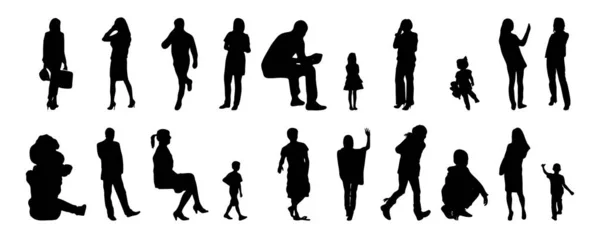 Vector Silhouetten Overzicht Silhouetten Van Mensen Contourtekening Personensilhouet Icoon Set — Stockvector