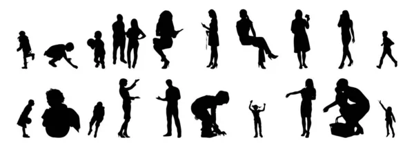 Silhouettes Vectorielles Silhouettes Esquissées Personnes Dessin Contour Silhouette Personnes Icône — Image vectorielle