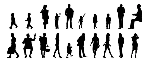 Vektor Silhouetten Umrisse Von Menschen Konturzeichnung Menschen Silhouette Icon Set — Stockvektor