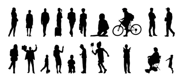 Vector Silhouettes Outline Silhouettes People Contour Drawing People Silhouette Icon — Stock Vector