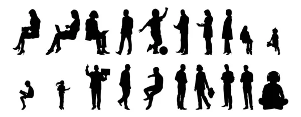 Silhouettes Vectorielles Silhouettes Esquissées Personnes Dessin Contour Silhouette Personnes Icône — Image vectorielle