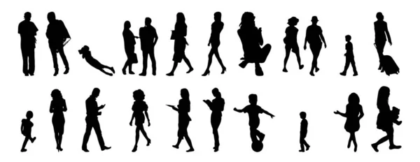 Silhouettes Vectorielles Silhouettes Esquissées Personnes Dessin Contour Silhouette Personnes Icône — Image vectorielle