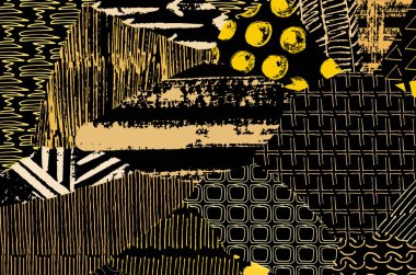 Soyut siyah darbeler, El, Vektör Deseni 'ni çizdi. Geometrik tarzda soyut arkaplan. Soyut çok renkli geometrik desen