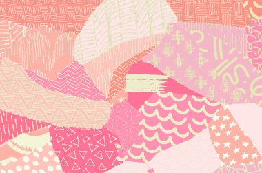 Soyut siyah darbeler, El, Vektör Deseni 'ni çizdi. Geometrik tarzda soyut arkaplan. Soyut çok renkli geometrik desen