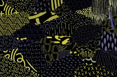 Soyut siyah darbeler, El, Vektör Deseni 'ni çizdi. Geometrik tarzda soyut arkaplan. Soyut çok renkli geometrik desen