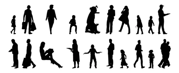 Vector Silhouettes Outline Silhouettes People Contour Drawing People Silhouette Icon — Stock Vector