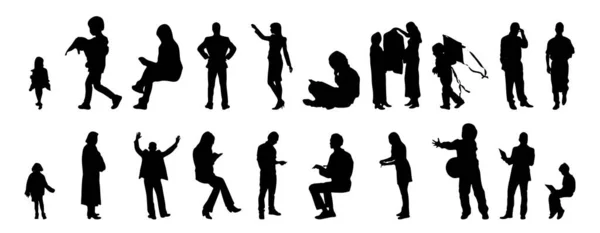 Silhouettes Vectorielles Silhouettes Esquissées Personnes Dessin Contour Silhouette Personnes Icône — Image vectorielle