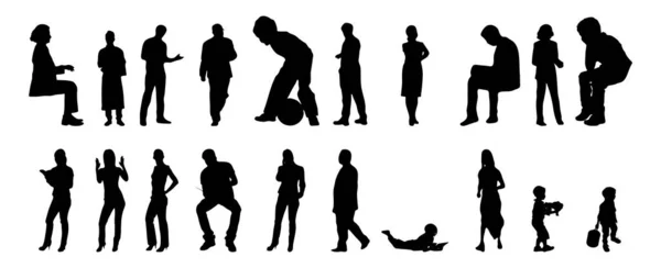 Silhouettes Vectorielles Silhouettes Esquissées Personnes Dessin Contour Silhouette Personnes Icône — Image vectorielle