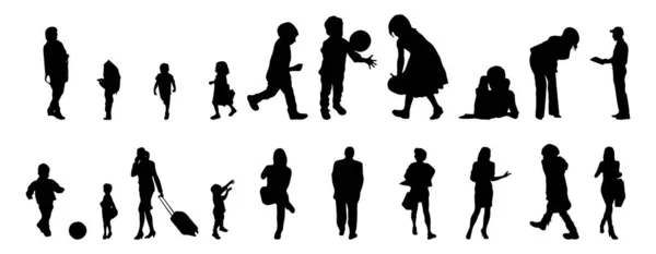 Vektor Silhouetten Umrisse Von Menschen Konturzeichnung Menschen Silhouette Icon Set — Stockvektor