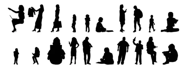 Vector Silhouettes Outline Silhouettes People Contour Drawing People Silhouette Icon — Stock Vector