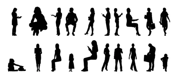 Silhouettes Vectorielles Silhouettes Esquissées Personnes Dessin Contour Silhouette Personnes Icône — Image vectorielle