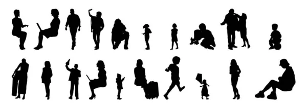 Silhouettes Vectorielles Silhouettes Esquissées Personnes Dessin Contour Silhouette Personnes Icône — Image vectorielle