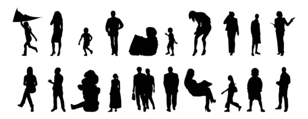 Vector Silhouetten Overzicht Silhouetten Van Mensen Contourtekening Personensilhouet Icoon Set — Stockvector