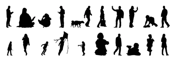 Silhouettes Vectorielles Silhouettes Esquissées Personnes Dessin Contour Silhouette Personnes Icône — Image vectorielle