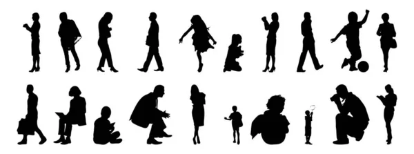 Vector Silhouettes Outline Silhouettes People Contour Drawing People Silhouette Icon — Stock Vector