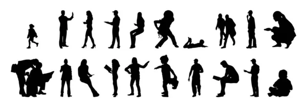 Vector Silhouettes Outline Silhouettes People Contour Drawing People Silhouette Icon — Stock Vector