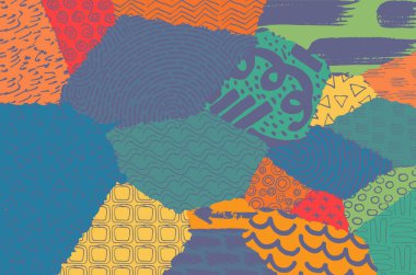 Soyut siyah darbeler, El, Vektör Deseni 'ni çizdi. Geometrik tarzda soyut arkaplan. Soyut çok renkli geometrik desen