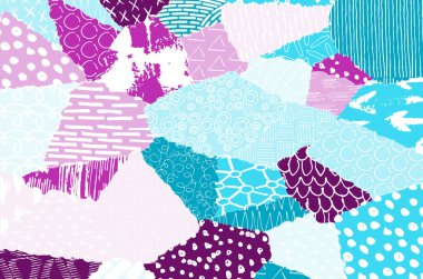 Soyut siyah darbeler, El, Vektör Deseni 'ni çizdi. Geometrik tarzda soyut arkaplan. Soyut çok renkli geometrik desen