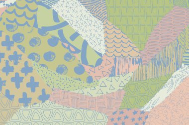 Soyut siyah darbeler, El, Vektör Deseni 'ni çizdi. Geometrik tarzda soyut arkaplan. Soyut çok renkli geometrik desen