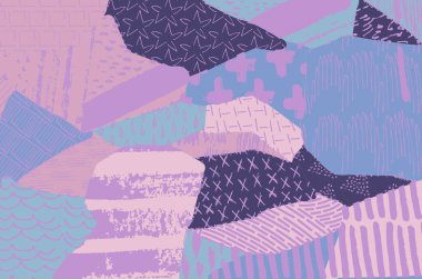 Soyut siyah darbeler, El, Vektör Deseni 'ni çizdi. Geometrik tarzda soyut arkaplan. Soyut çok renkli geometrik desen