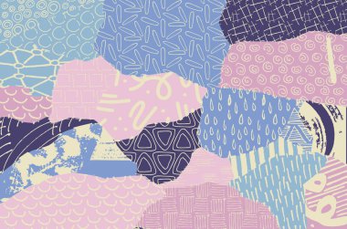 Soyut siyah darbeler, El, Vektör Deseni 'ni çizdi. Geometrik tarzda soyut arkaplan. Soyut çok renkli geometrik desen