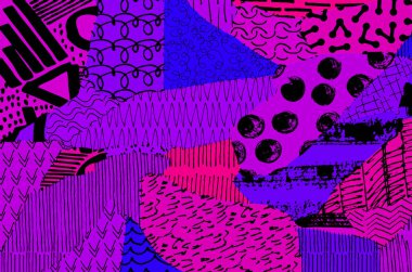 Soyut siyah darbeler, El, Vektör Deseni 'ni çizdi. Geometrik tarzda soyut arkaplan. Soyut çok renkli geometrik desen