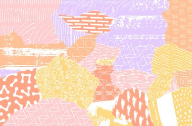 Soyut siyah darbeler, El, Vektör Deseni 'ni çizdi. Geometrik tarzda soyut arkaplan. Soyut çok renkli geometrik desen