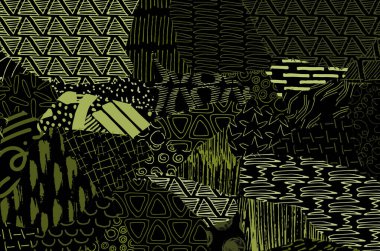 Soyut siyah darbeler, El, Vektör Deseni 'ni çizdi. Geometrik tarzda soyut arkaplan. Soyut çok renkli geometrik desen