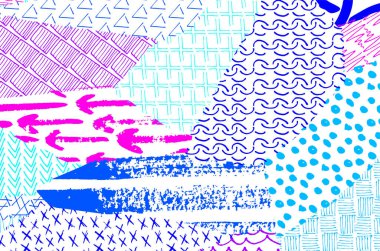 Soyut siyah darbeler, El, Vektör Deseni 'ni çizdi. Geometrik tarzda soyut arkaplan. Soyut çok renkli geometrik desen