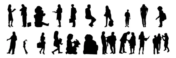 Vektor Silhouetten Umrisse Von Menschen Konturzeichnung Menschen Silhouette Icon Set — Stockvektor