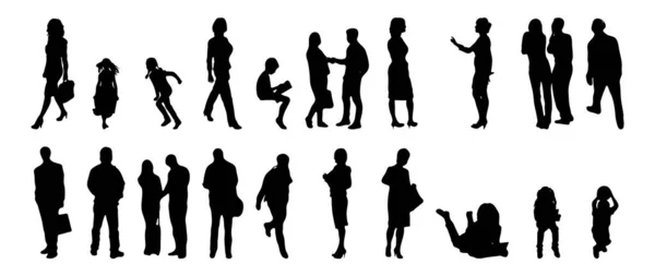 Vector Silhouettes Outline Silhouettes People Contour Drawing People Silhouette Icon — Stock Vector