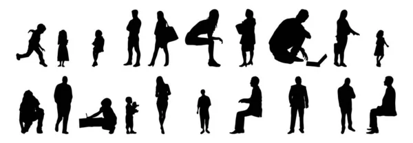 Vektor Silhouetten Umrisse Von Menschen Konturzeichnung Menschen Silhouette Icon Set — Stockvektor